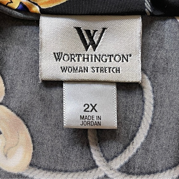 Worthington Plus Cowl Neck Sleeveless Gold Design Blouse - Picture 6 of 6